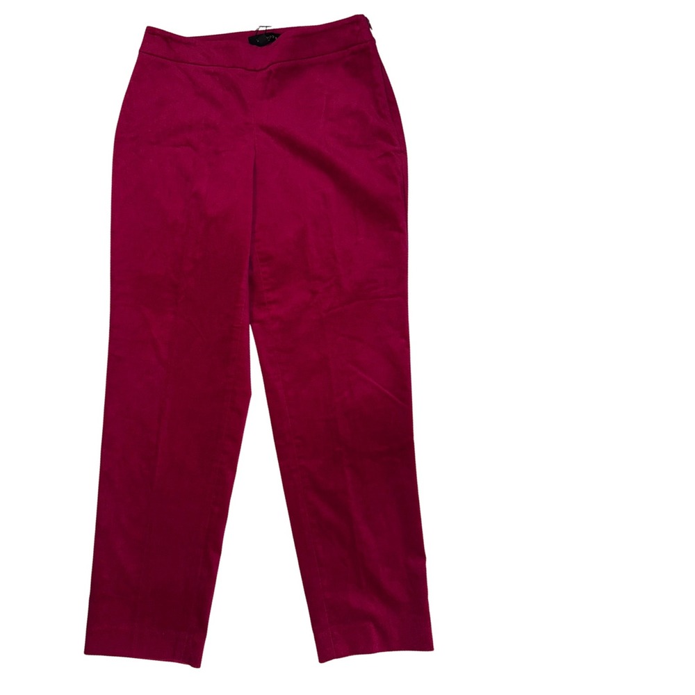 Talbots Petites Curvy Magenta Pink Velvet‎ Pants Side Zip 2P NWT